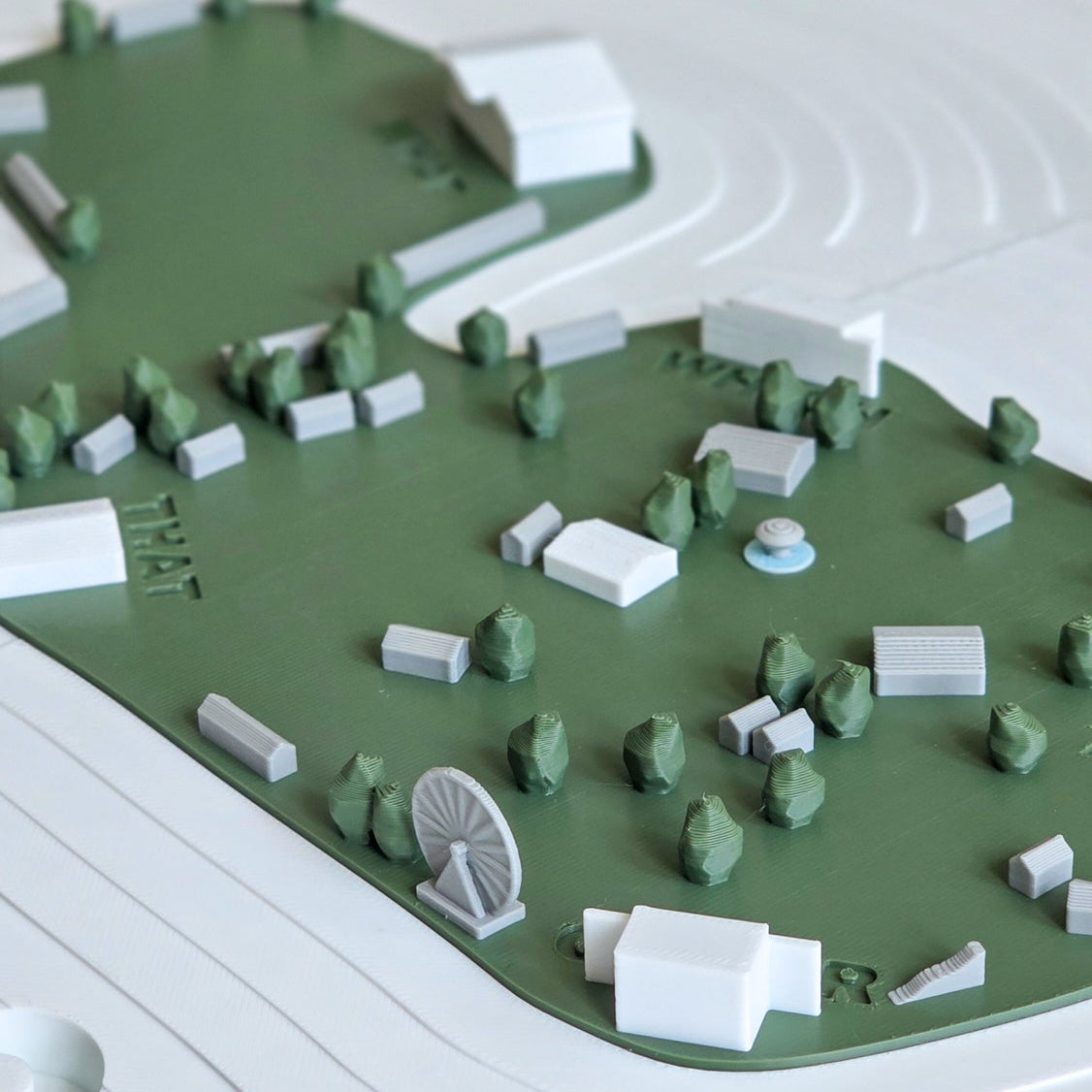A 3d-printed model of the bonnaroo festival map