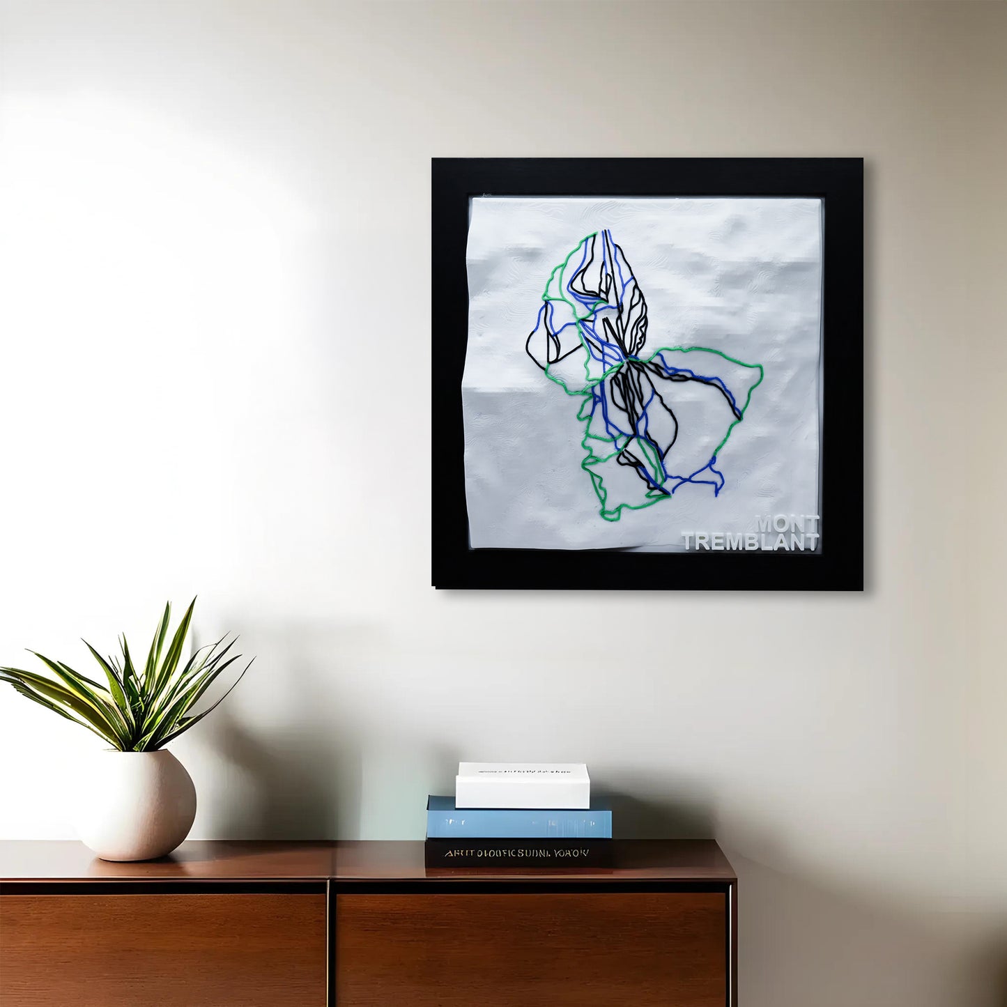 MONT TREMBLANT 3D-Printed Ski Hill Map in 8" x 8" Wooden Frame