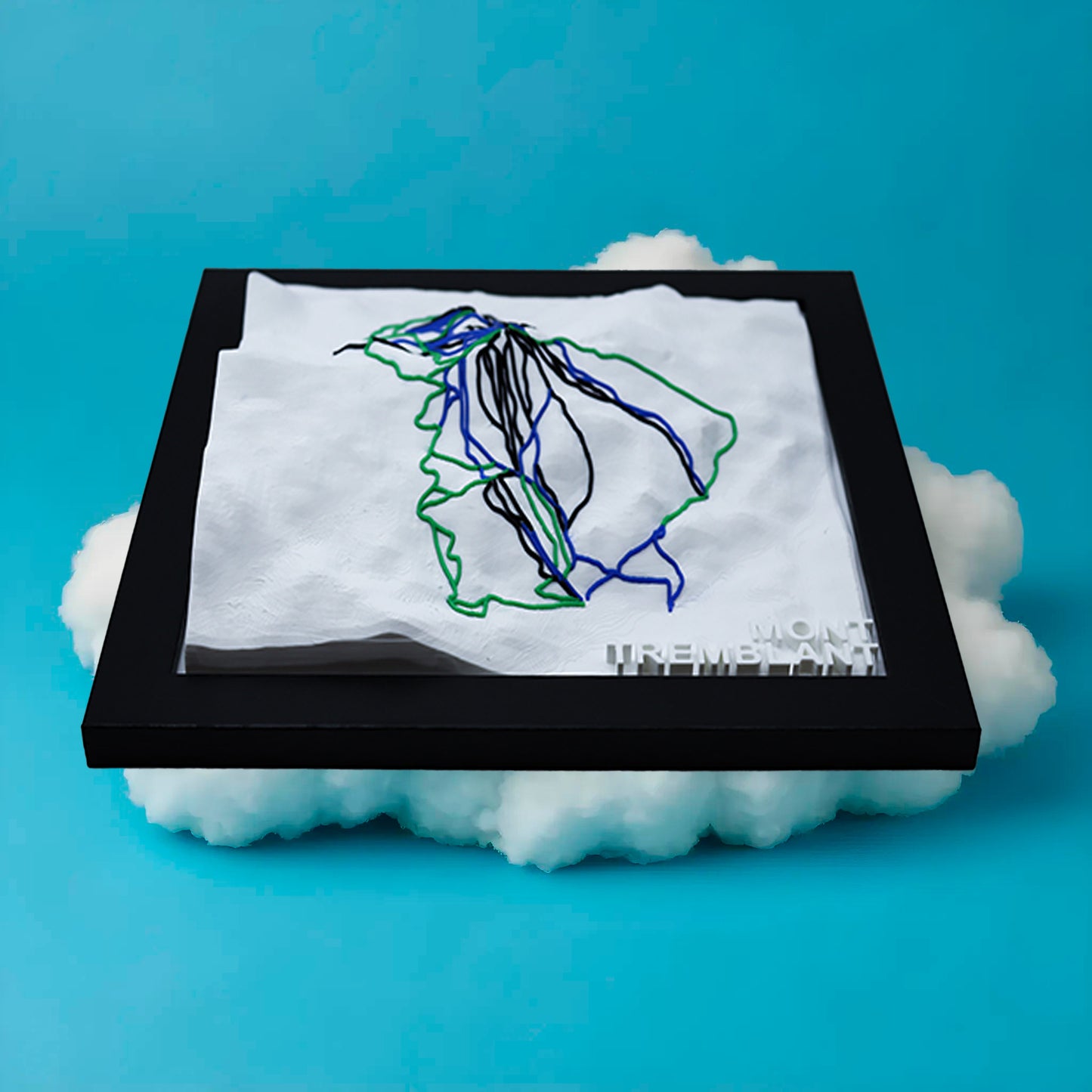 MONT TREMBLANT 3D-Printed Ski Hill Map in 8" x 8" Wooden Frame