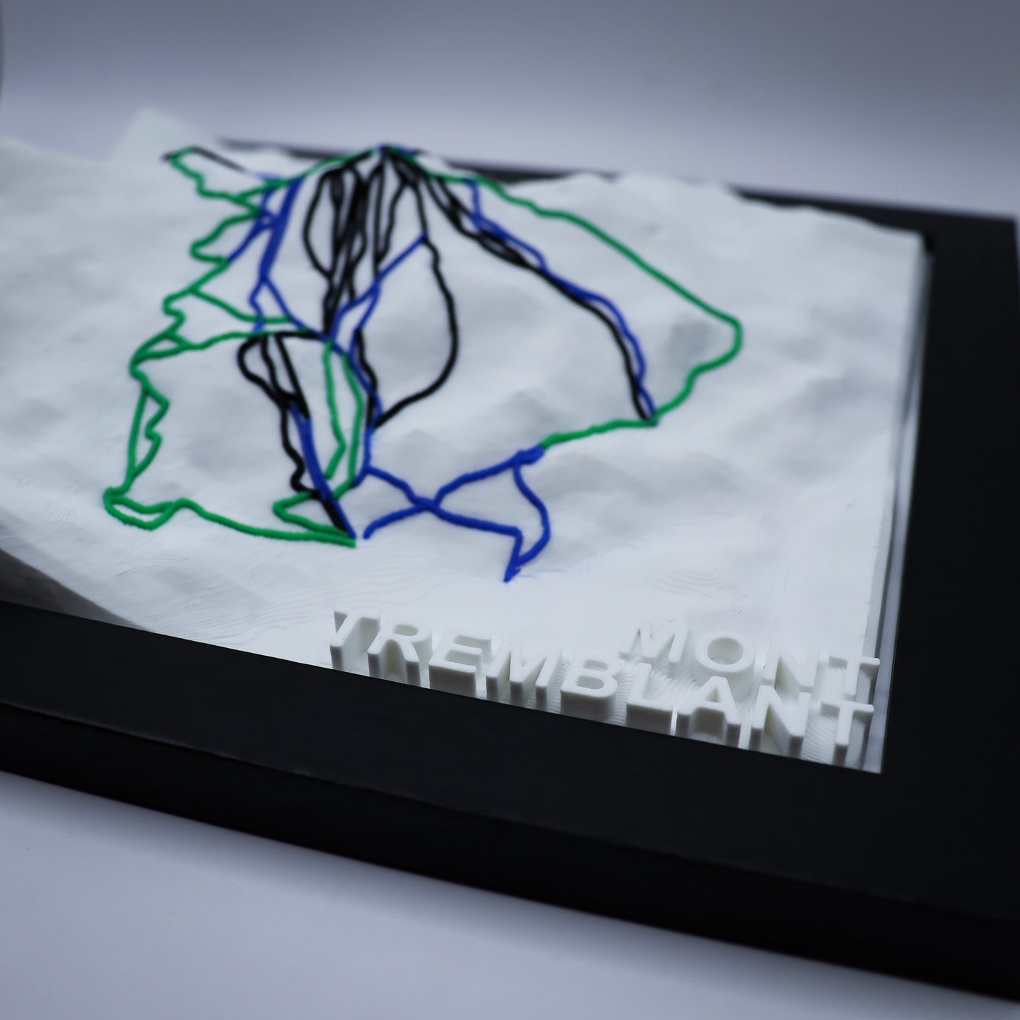 MONT TREMBLANT 3D-Printed Ski Hill Map in 8" x 8" Wooden Frame