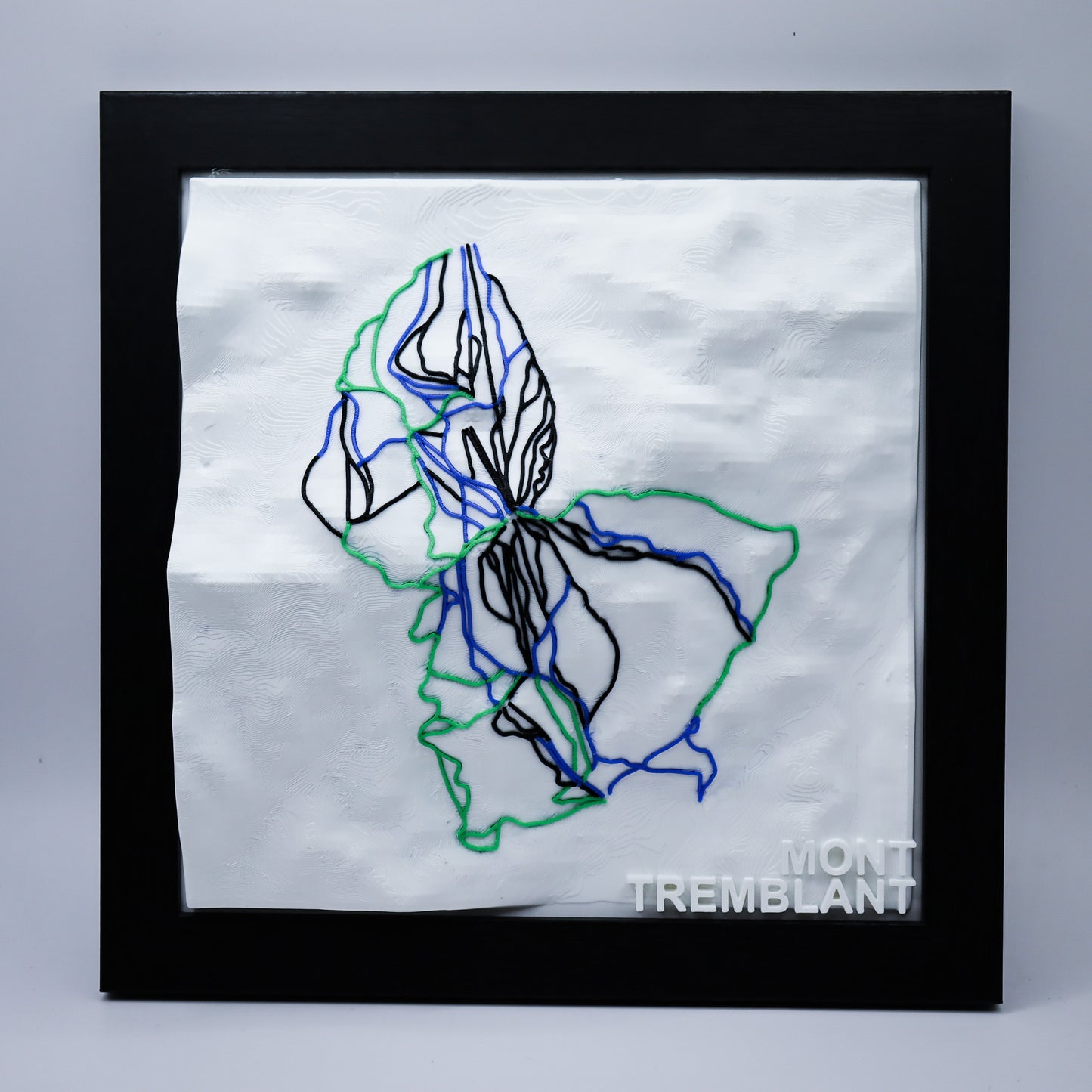 MONT TREMBLANT 3D-Printed Ski Hill Map in 8" x 8" Wooden Frame