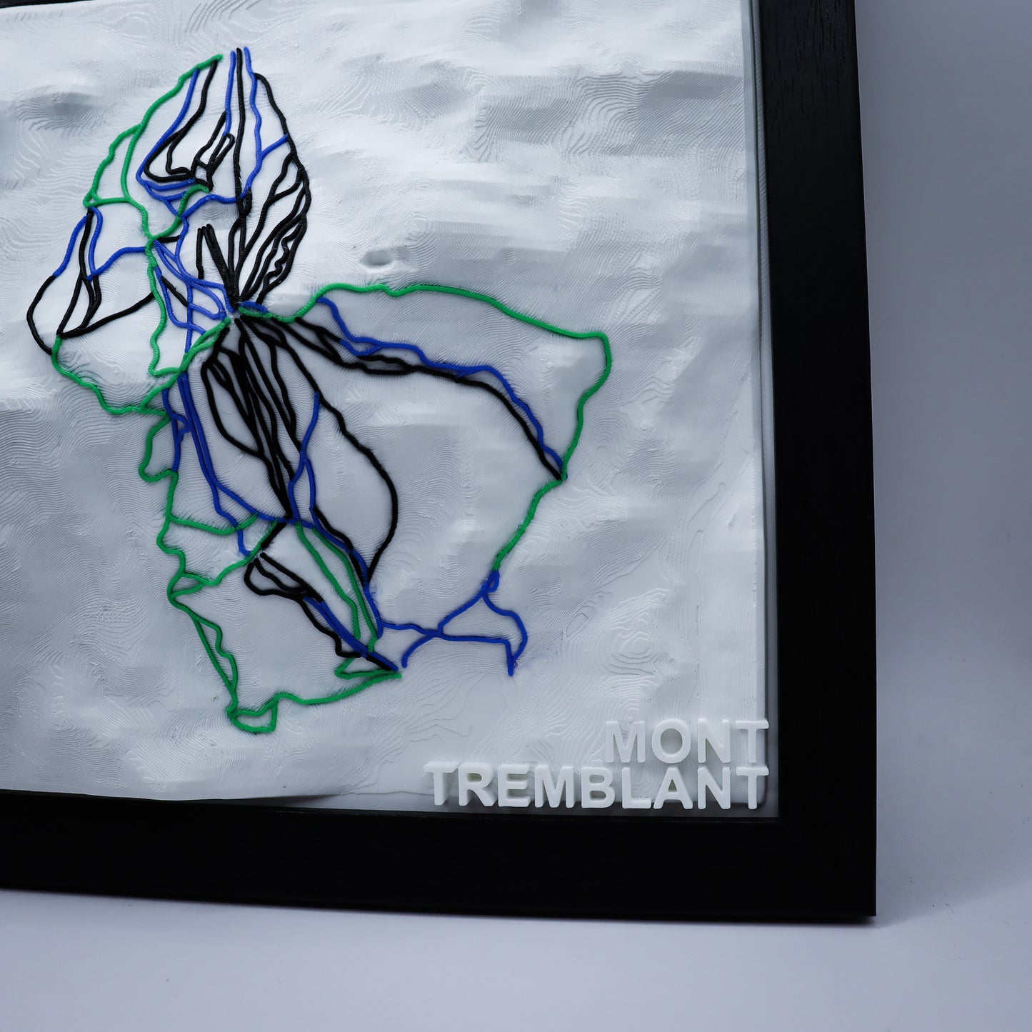 MONT TREMBLANT 3D-Printed Ski Hill Map in 8" x 8" Wooden Frame
