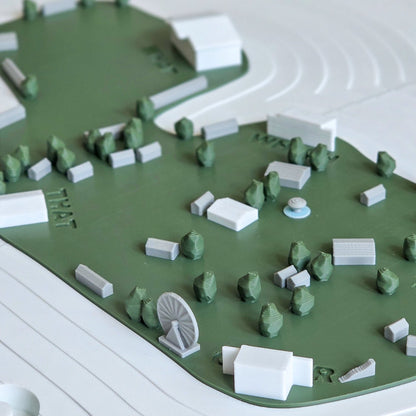A 3d-printed model of the bonnaroo festival map
