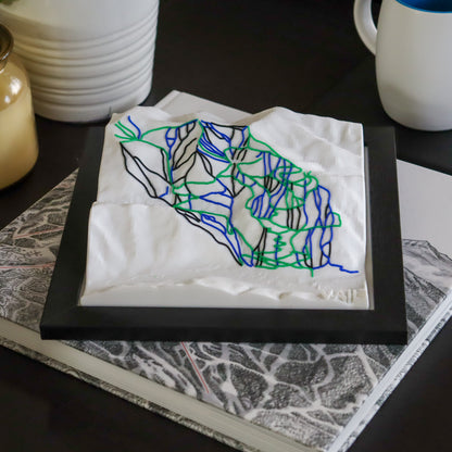 VAIL 3D-Printed Ski Hill Map in 8" x 8" Wooden Frame