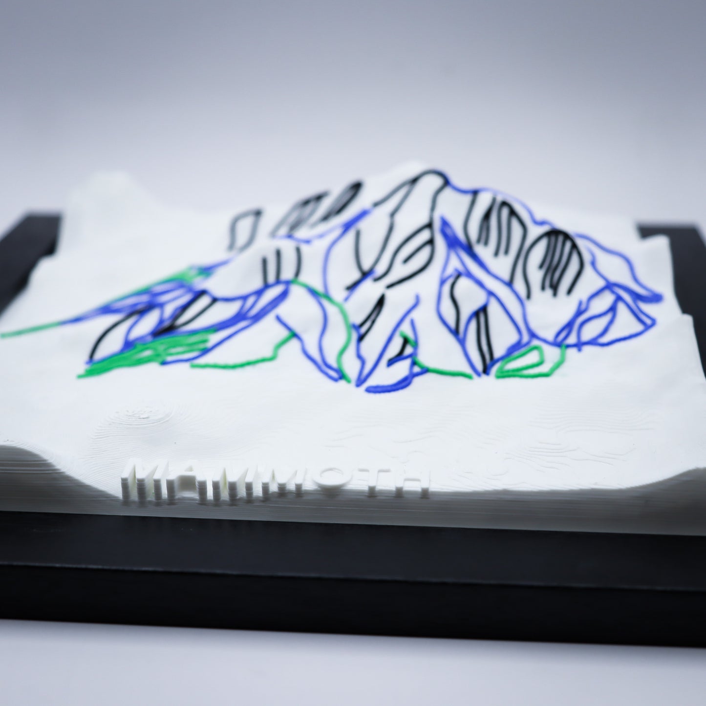 MAMMOTH MOUNTAIN 3D-Printed Ski Hill Map in 8" x 8" Wooden Frame