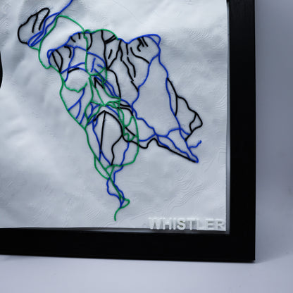 WHISTLER 3D-Printed Ski Hill Map in 8" x 8" Wooden Frame