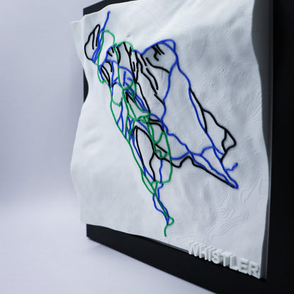 WHISTLER 3D-Printed Ski Hill Map in 8" x 8" Wooden Frame