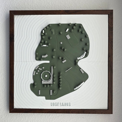 Framed wall art of a detailed map or diagram on a white background