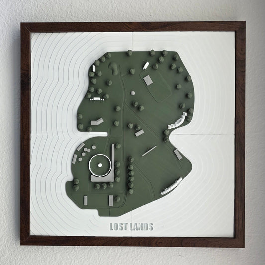 Framed wall art of a detailed map or diagram on a white background